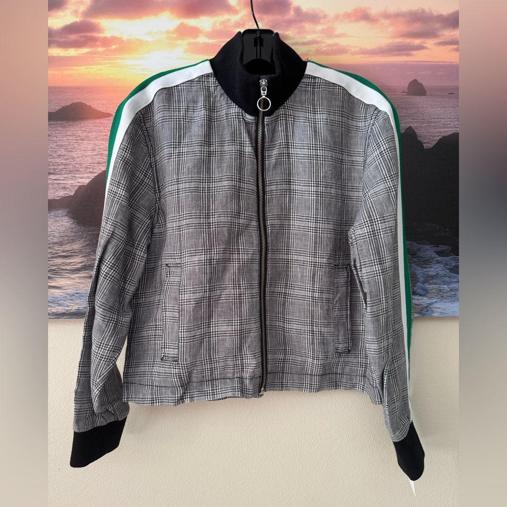 Current/Elliott/Women Dassen Plaid Side- Stripe Linen Jacket/NWT/ S - Picture 2 of 9